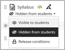 Screenshot of Content Visibility in Blackboard