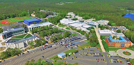 Birds eye view of the main campus.