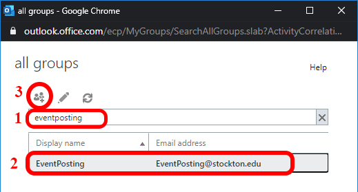 Distribution group search window showing the Join button