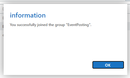 Confirmation message for joining a distribution group