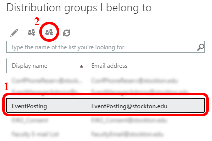Distribution group portal showing the Leave button