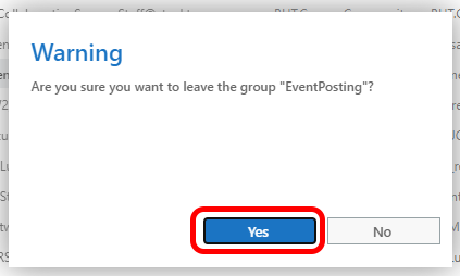Confirmation dialog for leaving a distribution group