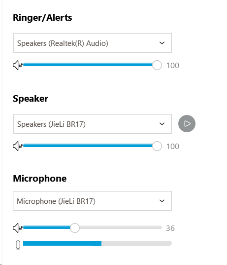 Jabber audio device settings