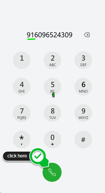 Jabber dial pad with call icon