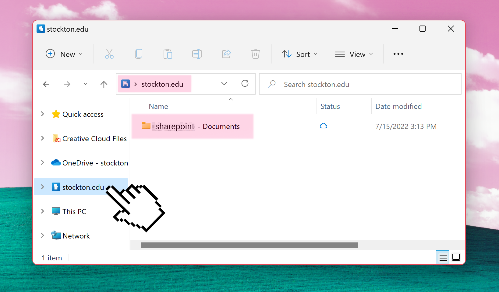 File Explorer showing a SharePoint folder synced to the computer