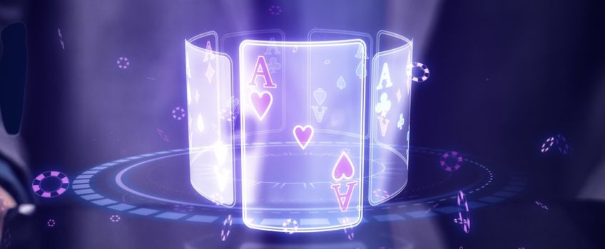 Holographic Image of Poker Cards Hovering in Space