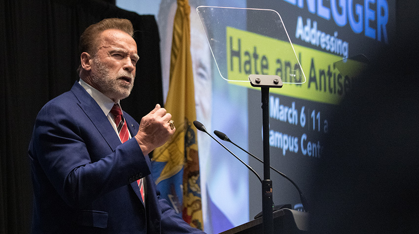 Arnold Schwarzenegger during his talk