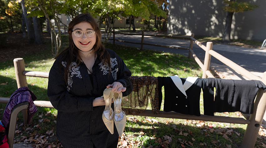 Christina Doros, a junior Visual Communication major, was able to find beautiful pieces to complete her wardrobe at Oct. 24's Transcendence Clothing Swap.&nbsp;