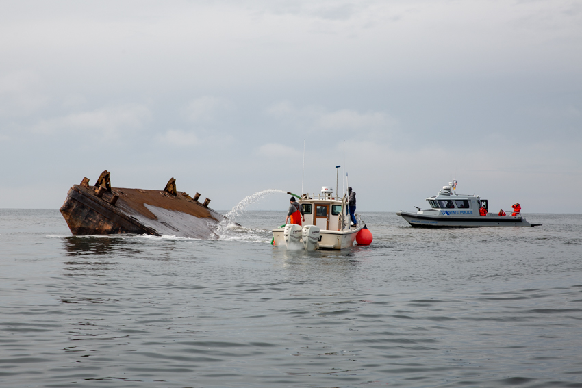 sinking barge sinking barge