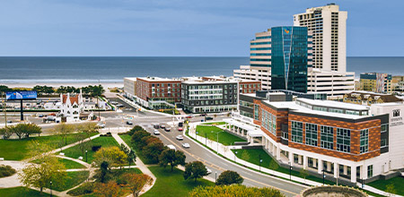 Birds eye view of the Atlantic City campus.