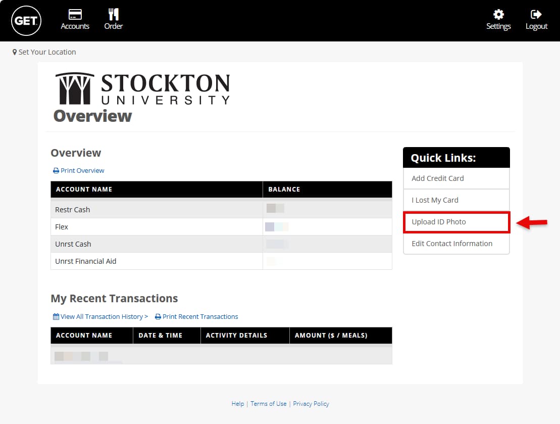 Screenshot of the CBORD landing page