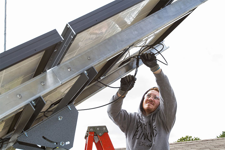 Students get hands-on training in renewable energy systems.