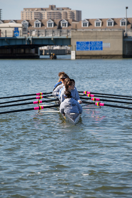 girls rowing boat