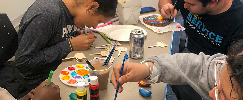 students working on craft