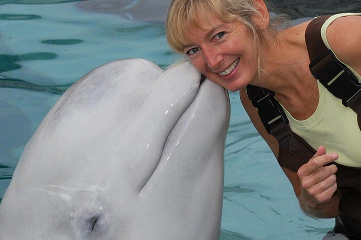 Peggy Sloan with a Dolphin
