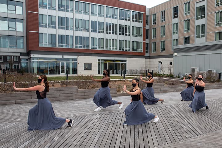 Dancers on boardwalk